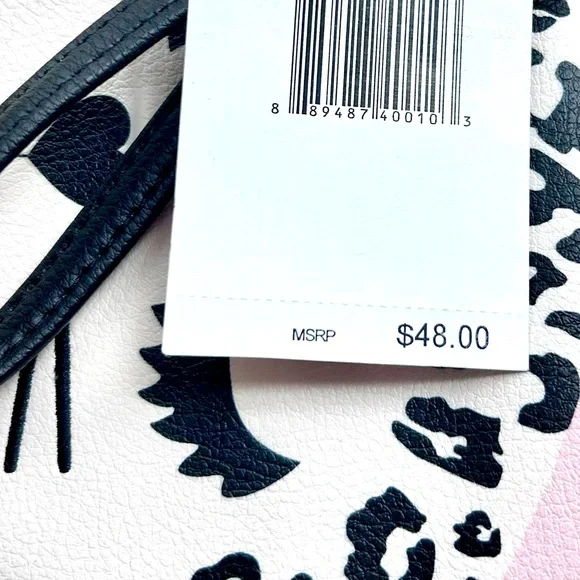 Black and White Cat Face Bag with Leopard Print - Picture 3 of 5